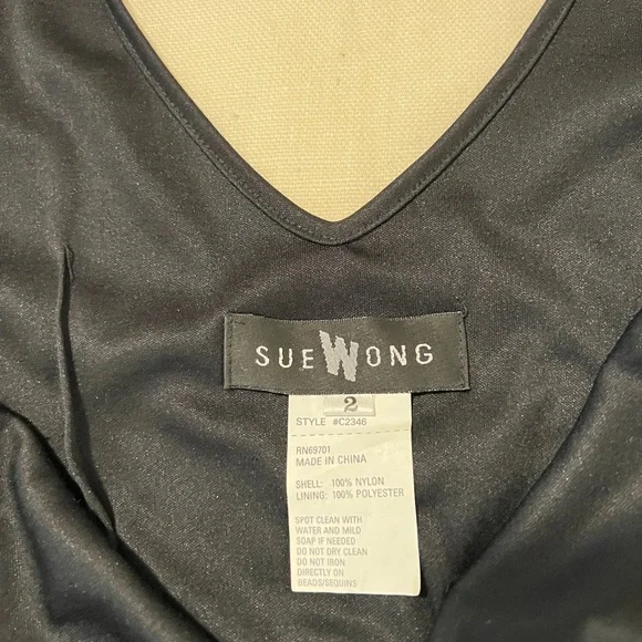 VINTAGE GOWN SUE WONG Beaded Floral on Peekaboo Mesh Underslip Prom Bridal Y2K - Picture 17 of 17